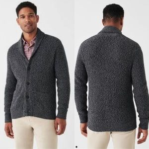 Faherty Marled Cardigan Charcoal Grey
